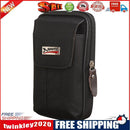 Men Canvas Mobile Phone Bags Double-layer Zipper Fanny Pack (Black)