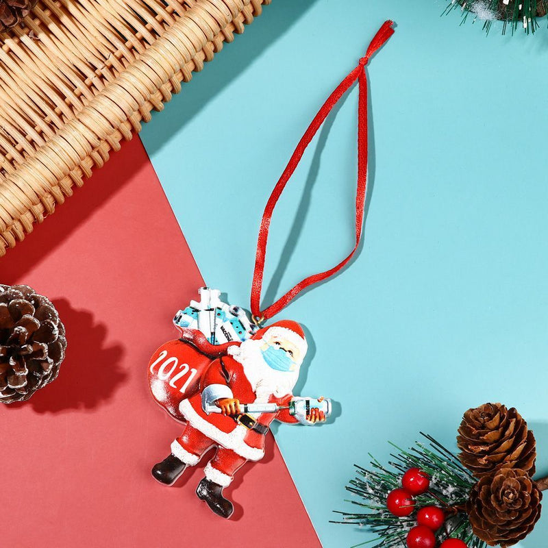 Year Christmas Ornament Santa Claus Xmas Tree Hanging Survivor Vaccine Pendants