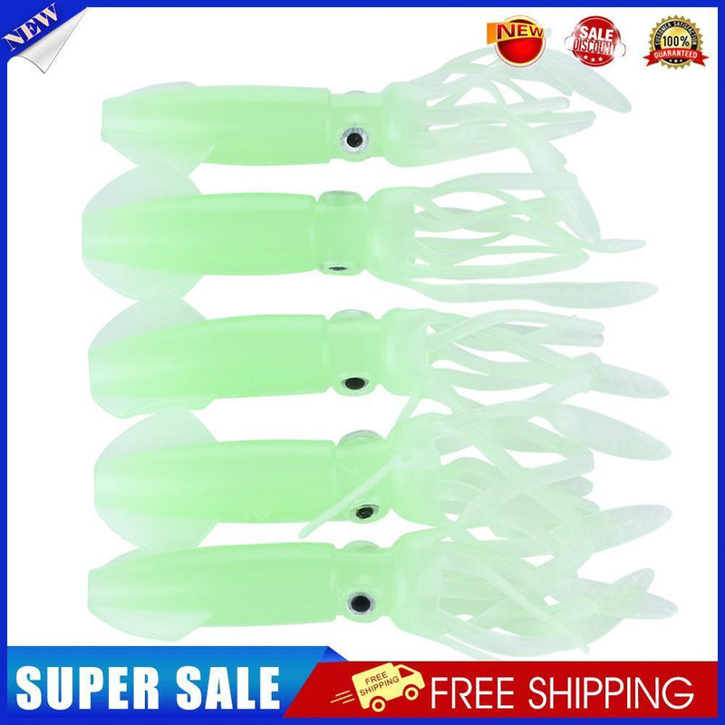 5x Luminous Squid 10cm 8g Lures Crankbait Artificial Soft Fishing Bait (3)