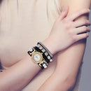 Fashion Women Bracelet Watch Rhinestone Leather Strap Classic Quartz Wristwatch
