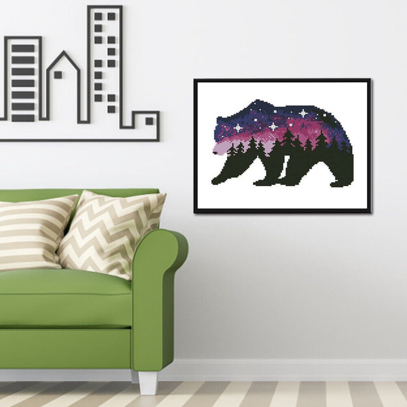 11CT Printed Partial Cross Stitch Handcraft Star Bear Artwork Wall Decor