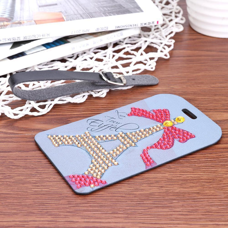 DIY Diamond Painting Special Shape Tower Ribbon Type Label Luggage Boarding Pass