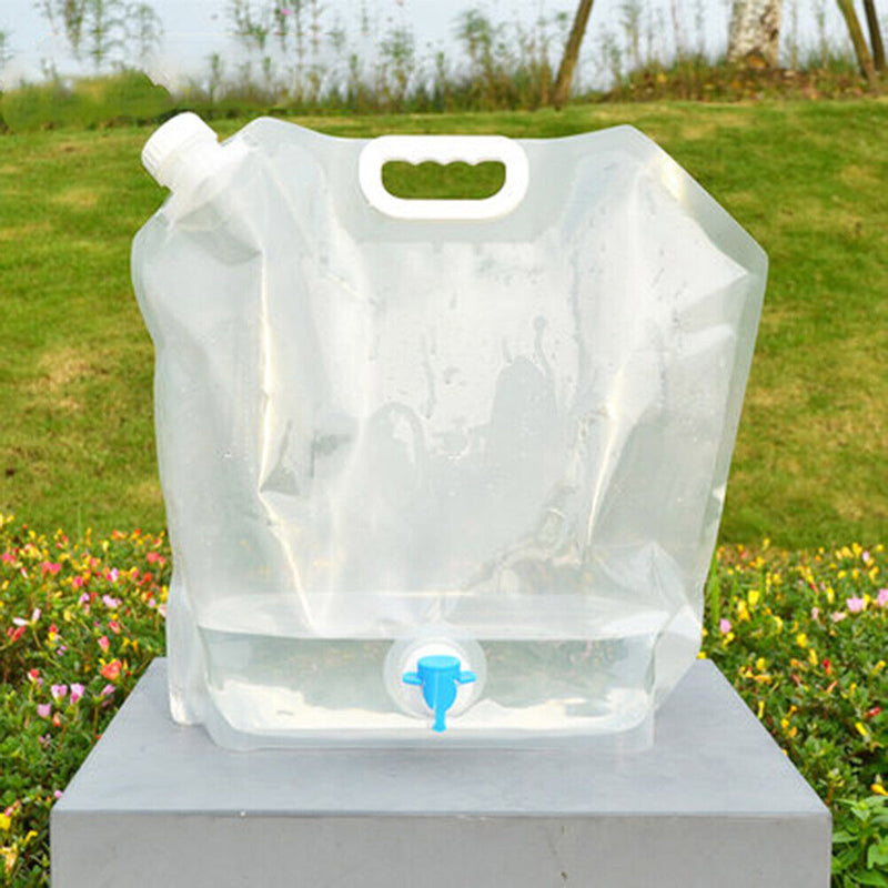 4pcs 5L+10L Collapsible Outdoor Camping Drinking Water Bag (Blue+White)