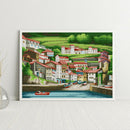 14CT Full Cross Stitch Seaside Town DIY Printed Wall Art Crafts Home Decorations