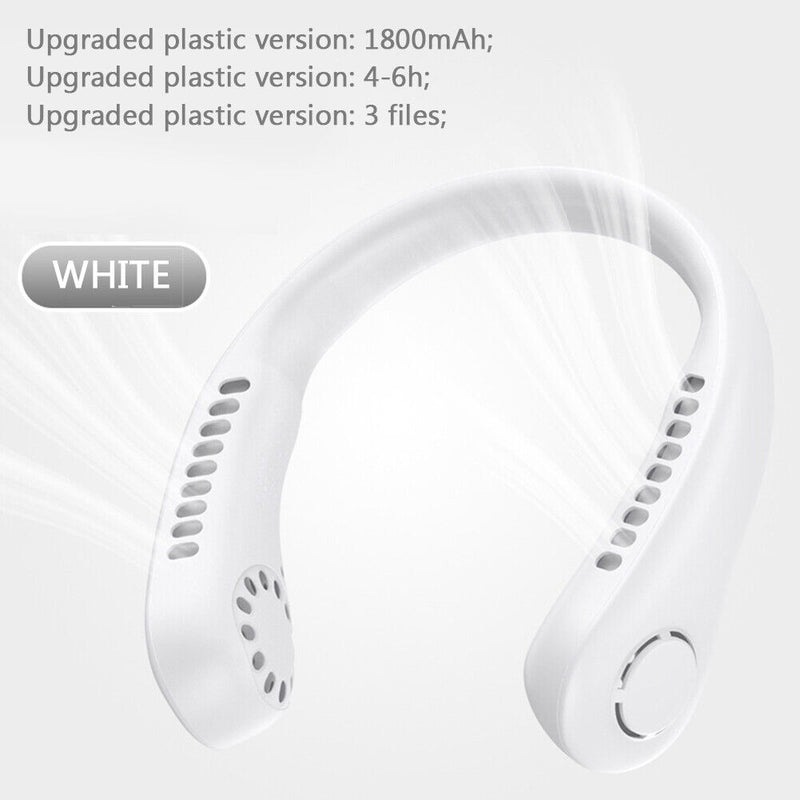 Bladeless Hanging Neck Fan Mini Leafless Mute Fans (White Upgraded Plastic)