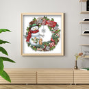 Partial Cross Stitch Cotton 11CT Printed Snowman Wreath Craft Kit (SZX1140)