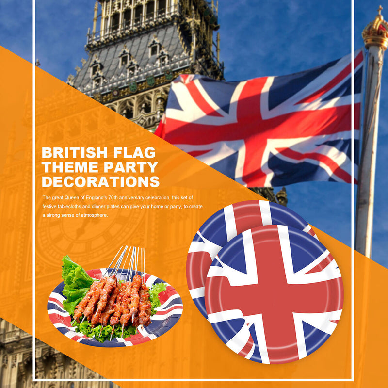 UK British Flag Party Supplies - Great Britain Union Jack Plates Tablecloth K
