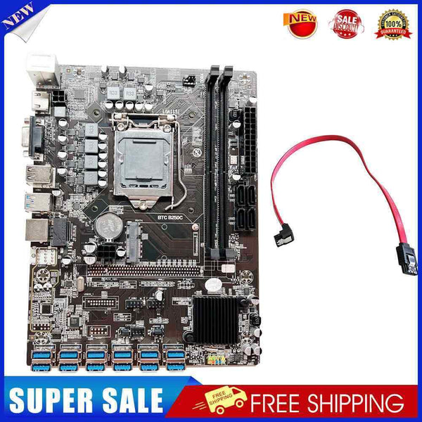 B250 BTC PCI-E To 12xUSB3.0 Mining Motherboard LGA1151 With SATA2.0 Cable