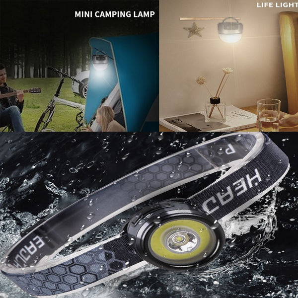 With Magnet Hook Cap Clip Lights XPG+COB Headlight Camping Light Headlamp