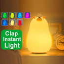 Night Lamp Touch Sensor Night Lights Clap Instant Light Bear Silicone