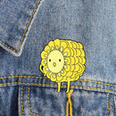 Cartoon Smile Face Brooch Cereals Sunflower Jacket Lapel Pin Badge Decor
