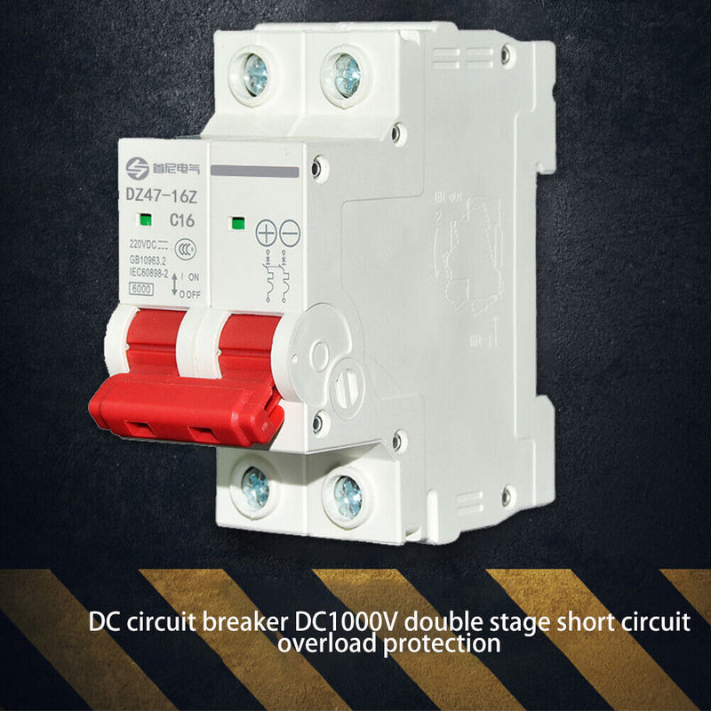2P DC 1000V Solar Mini Circuit Breaker for PV System Photovoltaic Power Swi