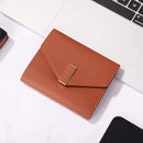 Retro Leather Solid Color Trifold Short Wallet Women Card Holder (Coffee)