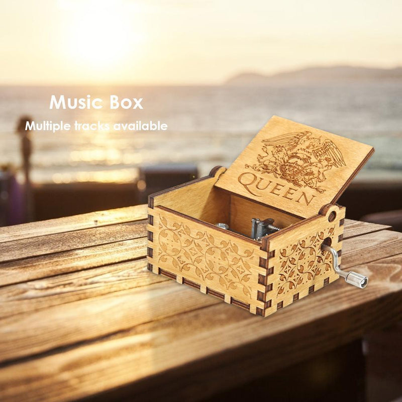 Creative Wooden Hand Crank Music Box for Souvenir Christmas Birthday Party Gifts