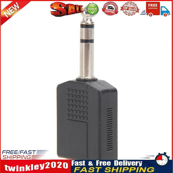 Stereo 6.35mm 1/4" 1 Male Plug to 2Mono Female Jack Audio Splitter Adapter Newly