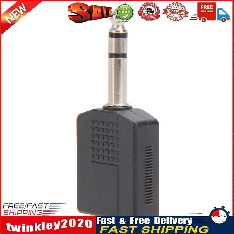 Stereo 6.35mm 1/4" 1 Male Plug to 2Mono Female Jack Audio Splitter Adapter Newly