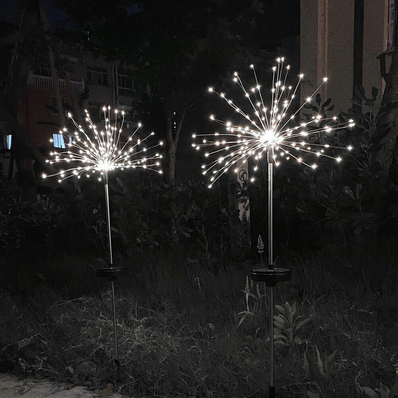 LED Solar Firework Lights Outdoor Dandelion Fairy String Lamp (Cold White) Newly