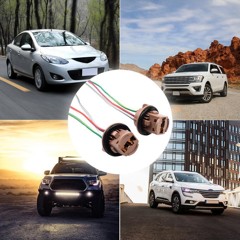 2x 7443 LED Light Bulb Wiring Harness Sockets for Brake Turn Signal Light