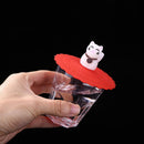 Clear Cherry Silicone Cup Cover Leakproof Heat-resistant Lid (Lucky Cat)