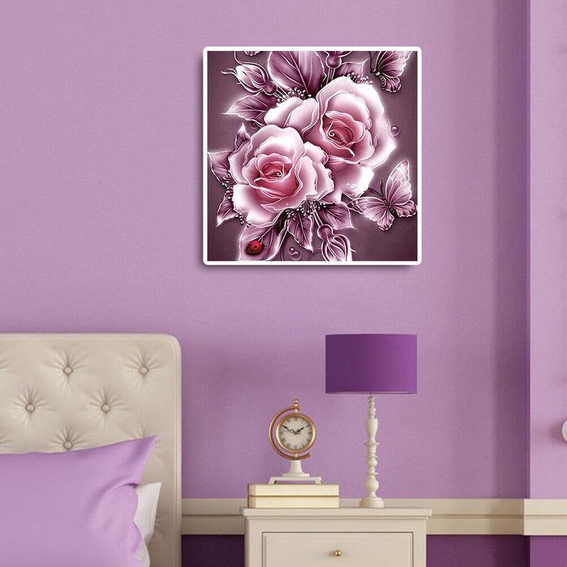 Frameless Oil Paint By Numbers Flower DIY Canvas Picture Craft Kit for Home
