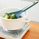 2 in 1 Cooking Spoon Strainer Scoop Handle Colander Kitchen Tool (Blue) Newly