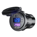 P21-B Car Motorcycle Dual USB Charger PD + QC 3.0 USB Charger Socket (Blue)