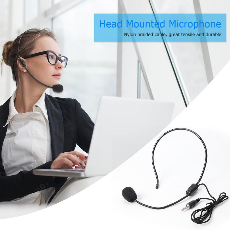 1.1m Head Mounted Microphone 3.5mm Wired Headset Mic for Teacher Guide Speech