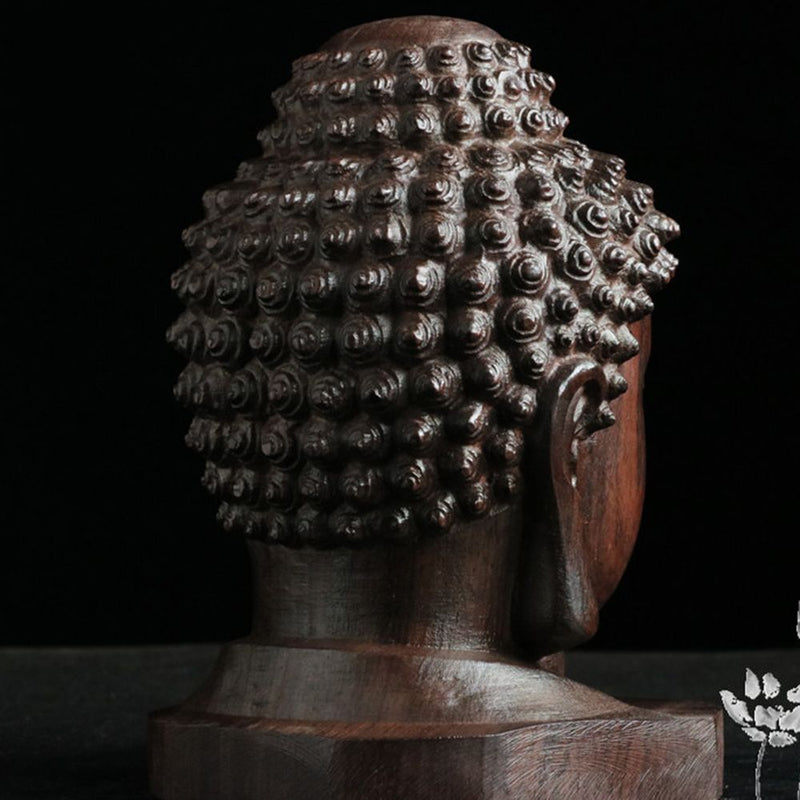 Decoration Sakyamuni Head Redwood Crafts Buddha Statue Tathagata Sculpture