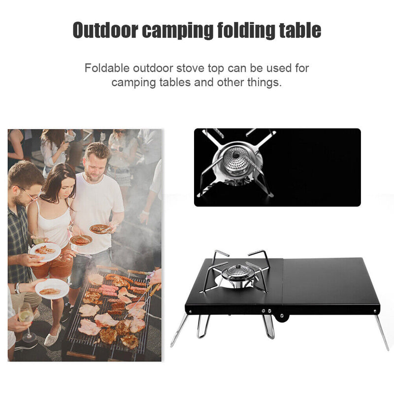 Mini Camping Table Outdoor Heat Shield Stove Stand Folding Desk (Black) Newly