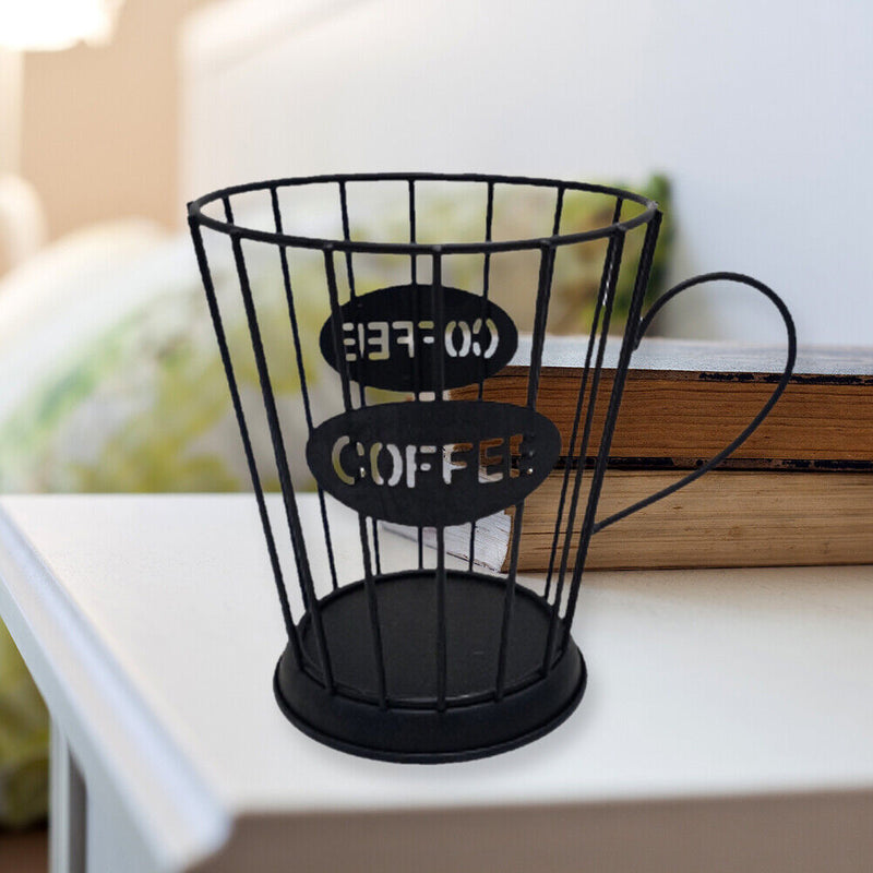 Coffee Cup Shape Retro Coffee Capsule Storage Basket for Home Cafe (Black) Newly