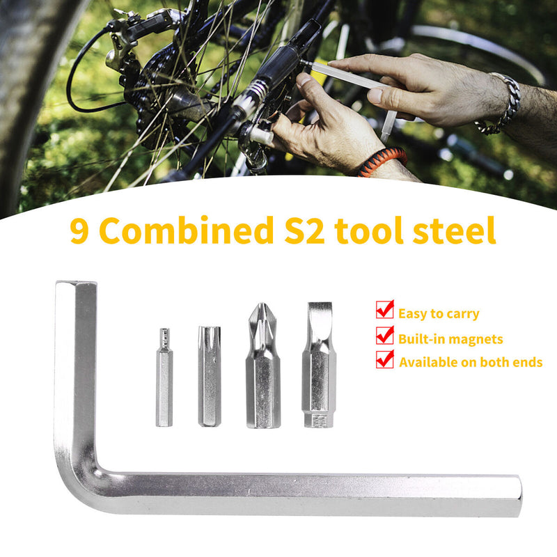 Bicycle Repair Tool Kit Portable 9-in-1 Multi Tool for Mountain Cycling