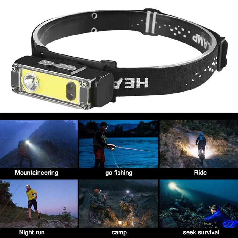 COB+XPE LED Strong Floodlight Headlight Smart Sensor Headlamp Red Light Newly