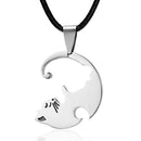 pair Cute Round Valentine's Day Fashion Couple Pendant Necklace Black White Cat