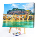 Coastal Village Hand Painted Picture Oil Painting By Numbers DIY No Frame Gift
