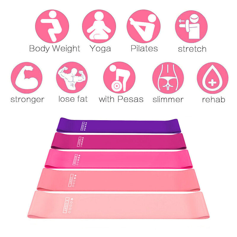 5pcs Fitness Yoga Resistance Bands Elastic Exercise Pilates Gym Sports Belts