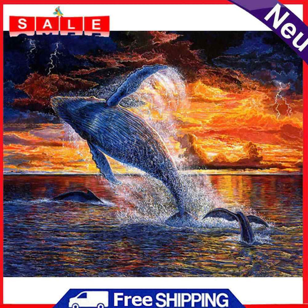Whale Jumping Out Water Oil Paint By Numbers DIY Wall Art Picture Craft Gift Kit