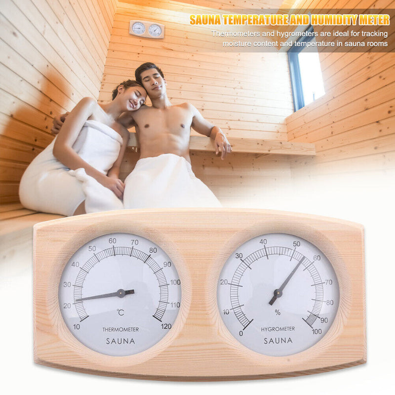 Wooden Sauna Room Humidity Meter Gauge Bathroom Temperature Hygrometer