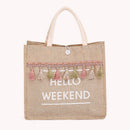 Women Linen Handbag Large Capacity Summer Beach Female Tassel Daily Shoulder Bag