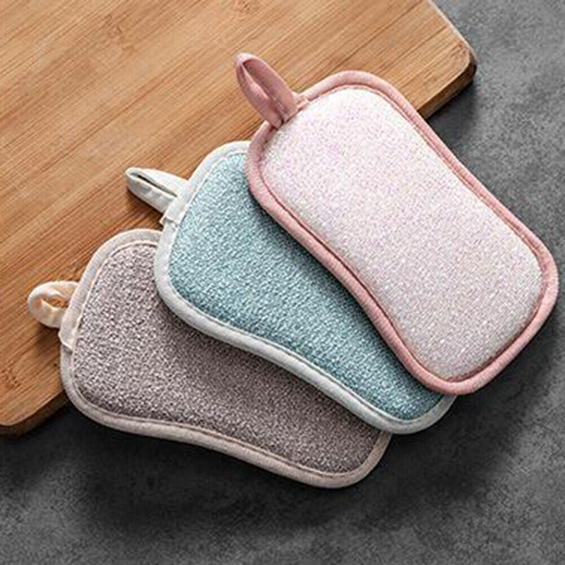 Double Sided Sponge Scouring Pad Kitchenware Washing Decontamination Dish Towel