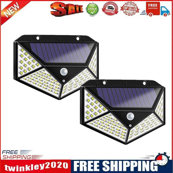 2pcs 100LED Solar Wall Lamp Waterproof Garden Wide Angle Motion Sensor Lamp