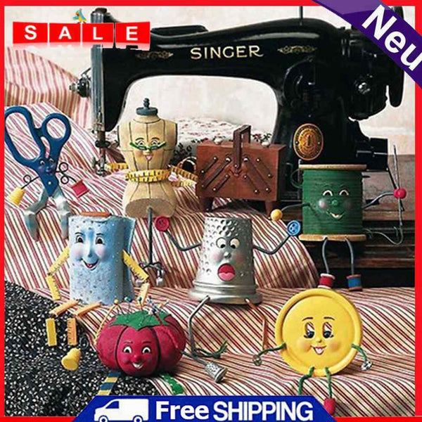 DIY Hand Painted Paint By Numbers Oil Canvas Pictures Sewing Machine Artwork Kit