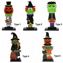 Halloween Wooden Ornaments Desktop Decorations Pumpkin Witch Cartoon Black Cat