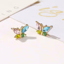 Sterling Ear Stud Studs Rhinestone Butterfly Earrings Exquisite Favor S4O2 T9Q2