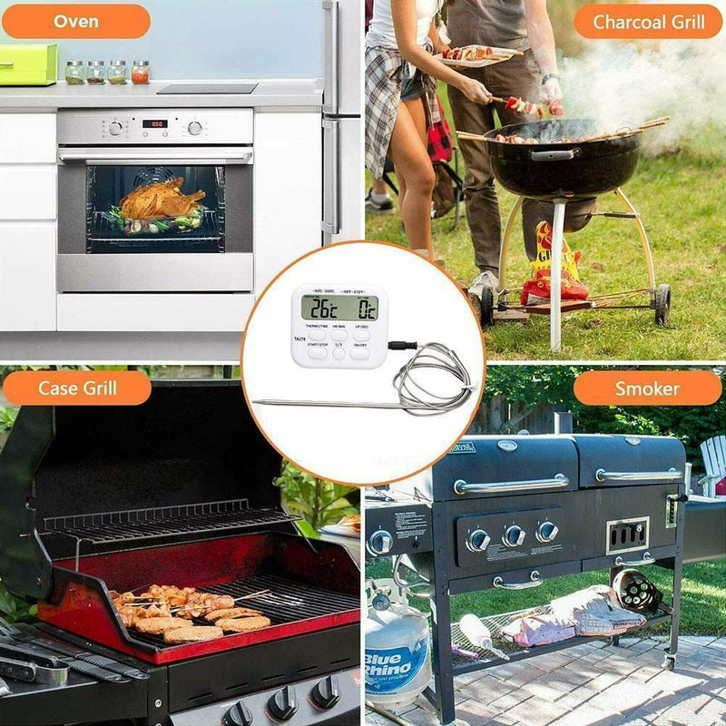 Digital BBQ Thermometer Cooking Steel Probe Food Temperature Kitchen