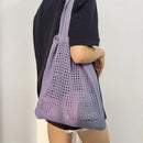 #A Women Hollow Knitted Shoulder Bag Simple Crochet Tote Designer Shopper Handba