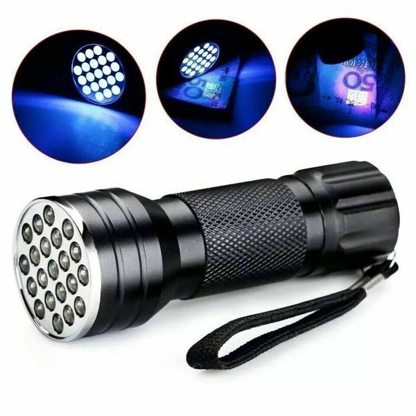 Light Fluorescence Black Light UV Flashlight 21Lamp Beads Flashlight Torch
