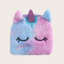 Kids Girls Clutch Cute Cartoon Plush Soft Purse Zipper Card Bags Short Wallet