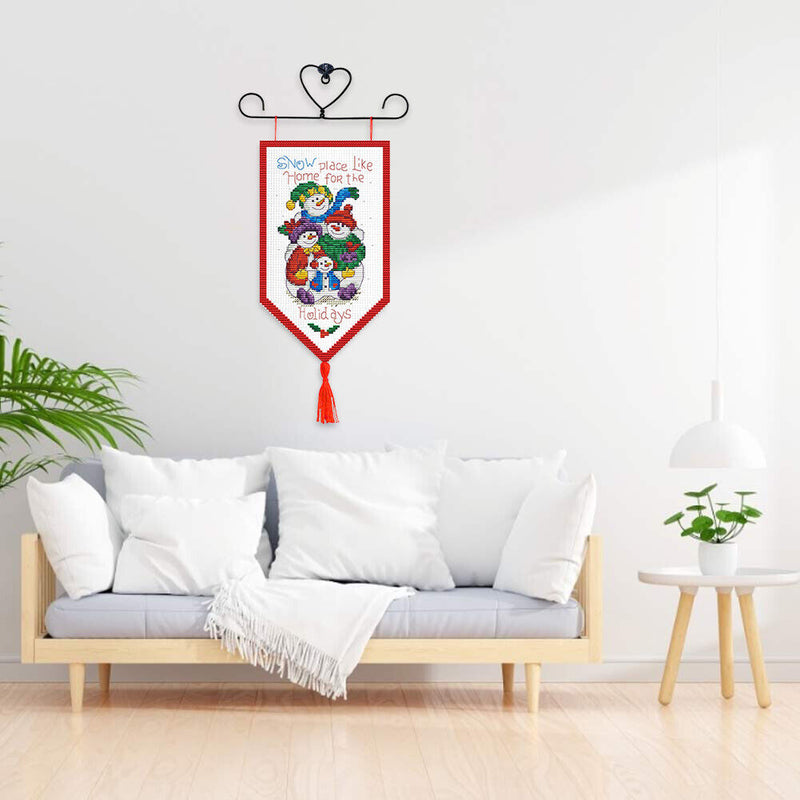 Christmas Banner Pendant 14CT Stamped Cross Stitch Needlework Set (021) Newly
