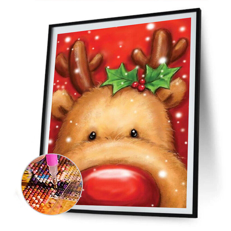 Christmas Elk Full Round Drill Mosaic Diamond Painting DIY Rhinestone Crafts