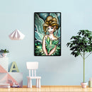 5D Diamond Painting Cartoon Green Girl Full Round Rhinestone DIY Home Decor